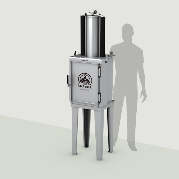 Schiaccia barattoli 2101S in acciaio inox con sagoma per il confronto delle dimensioni