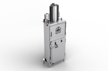 Pressa 2205S Mil-tek in acciaio inox per cartone e plastica vista angolare