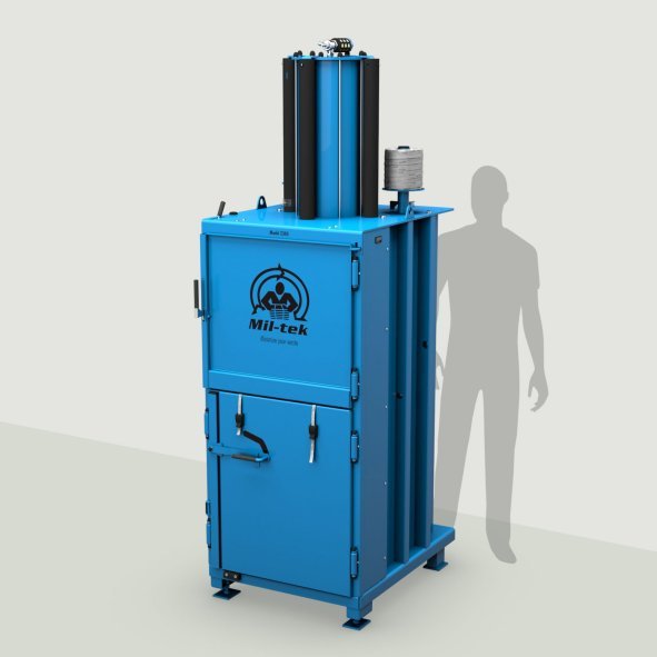 Pressa verticale Mil-tek 2305 per cartone e plastica con riferimento dimensionale umano