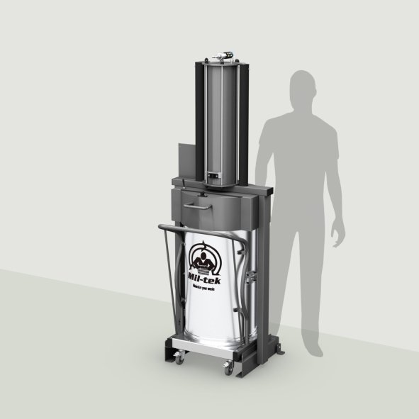 Compattatore XP100S Mil-tek per rifiuti con riferimento alle dimensioni