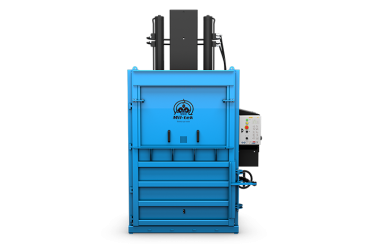 Pressa idraulica Mil-tek 50SD per cartone e plastica, vista frontale