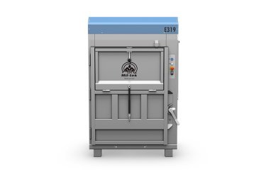 Pressa E319 Mil-tek per cartone e plastica vista frontale