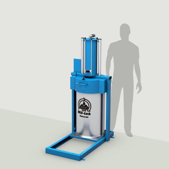 Compattatore XP300 Mil-tek per rifiuti misti con sagoma per il confronto delle dimensioni