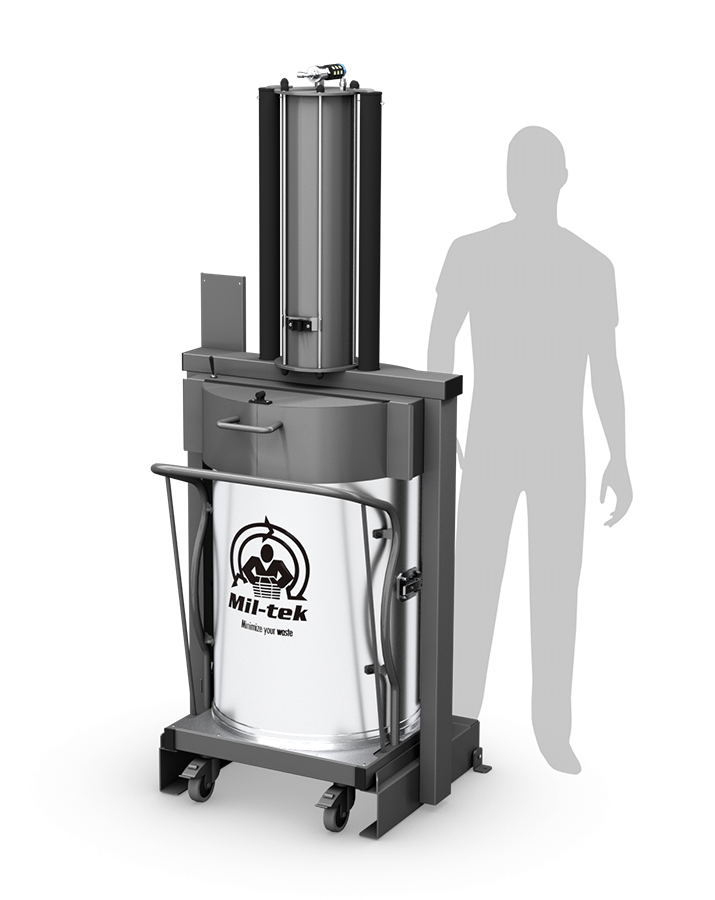 Compattatore di rifiuti XP200S con riferimento dimensionale